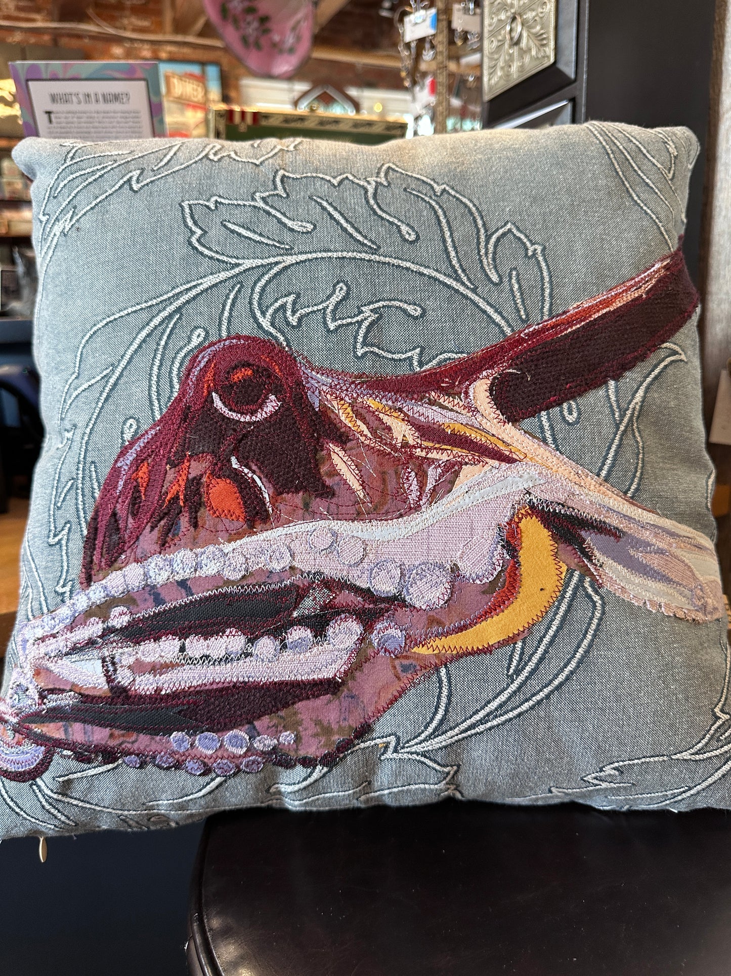 Octopus Pillow | Reclaimed Fabrics w/stitching illustration | DUO