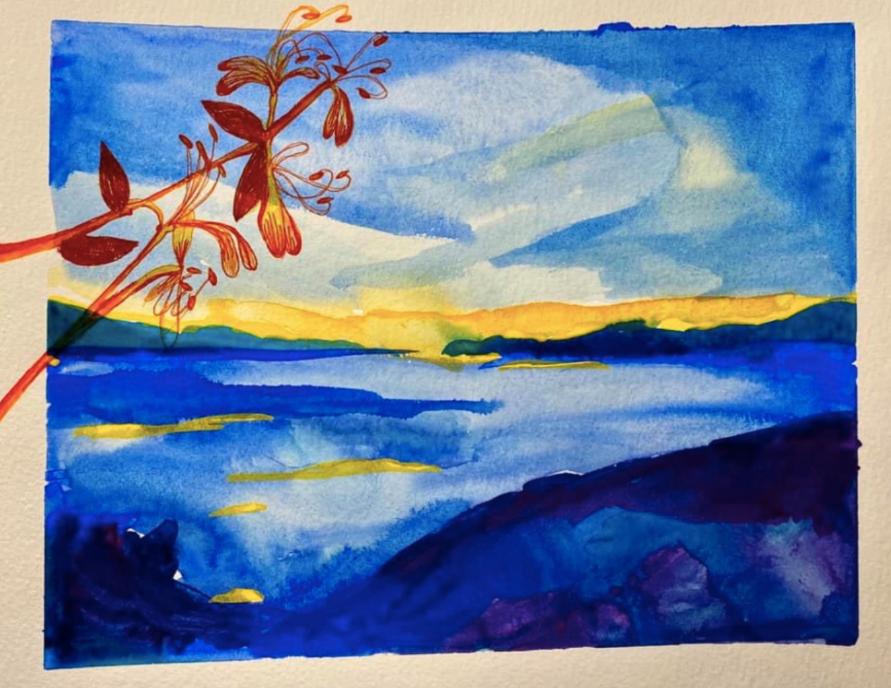 Gouache & Pen | Honeysuckle | Brooke Lambert