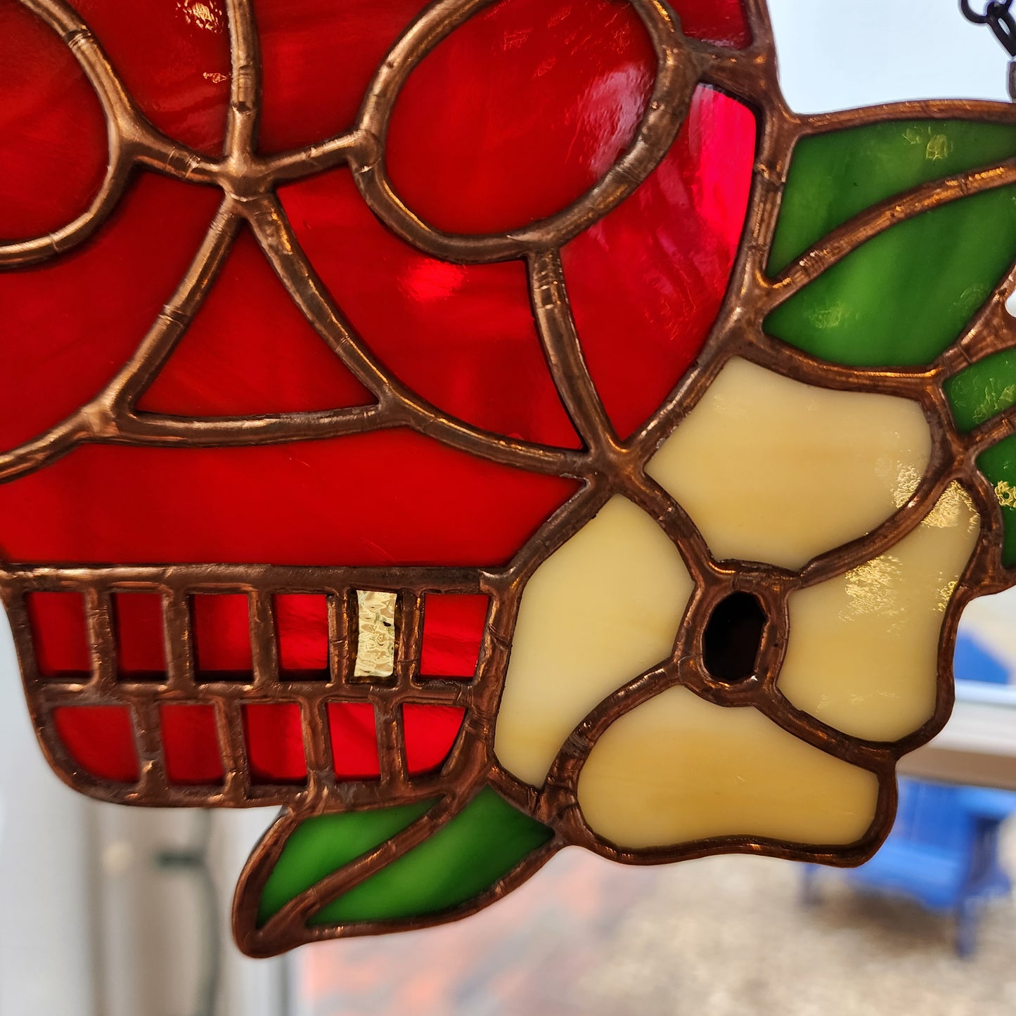 Skull w/Flower Design | Stained Glass | Afterlife Glass