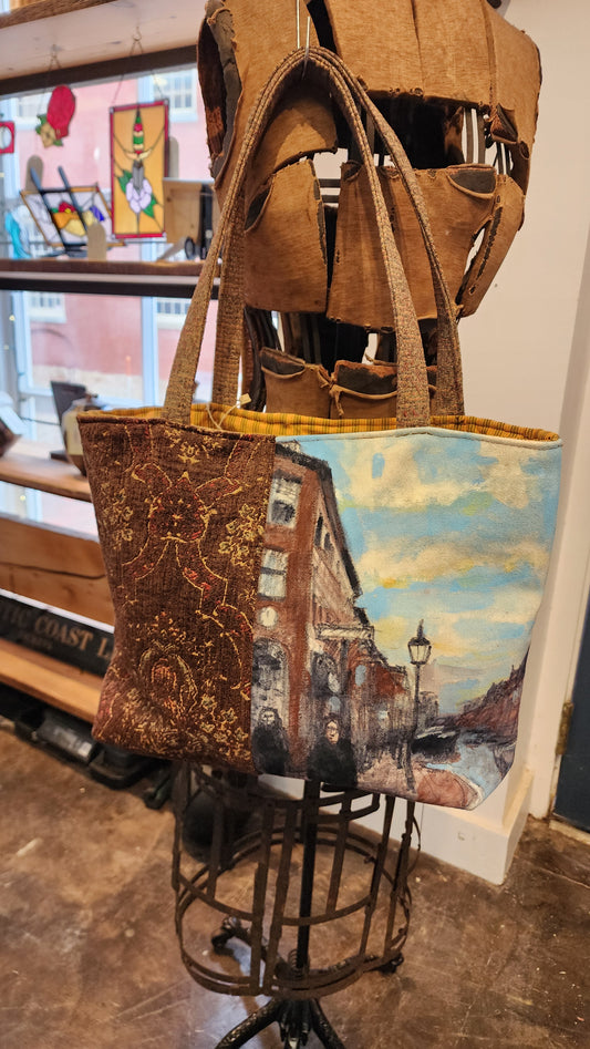 Painted Canvas & Reclaimed Fabrics Bag | State Street | by  DUO