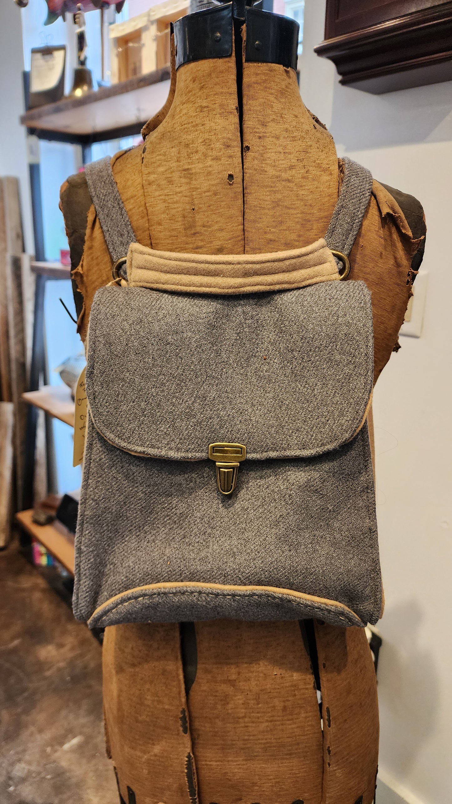 Reclaimed Fabrics Two-Toned Backpack | Grey | by DUO