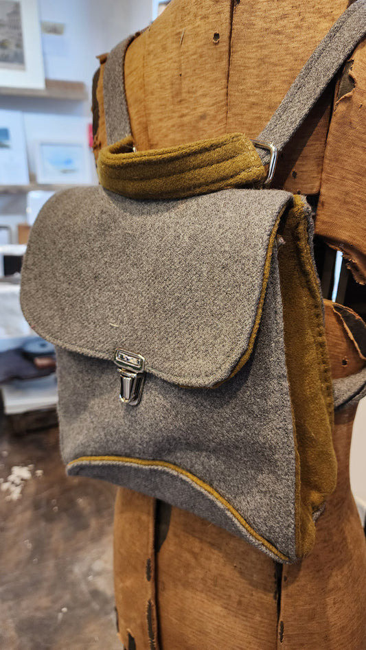 Reclaimed Fabrics Two-Toned Backpack | Grey | by DUO