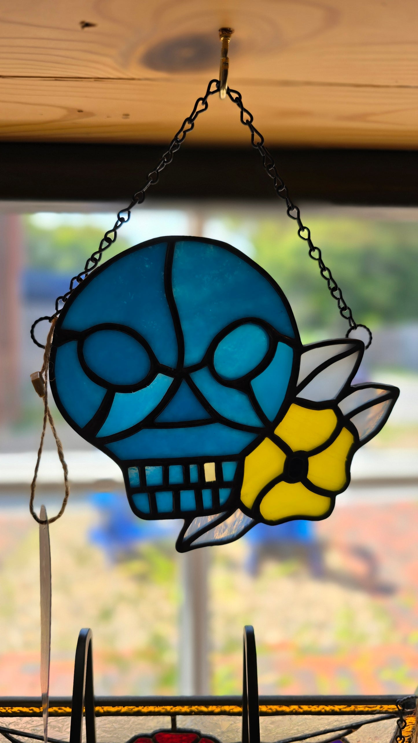 Skull w/Flower Design | Stained Glass | Afterlife Glass
