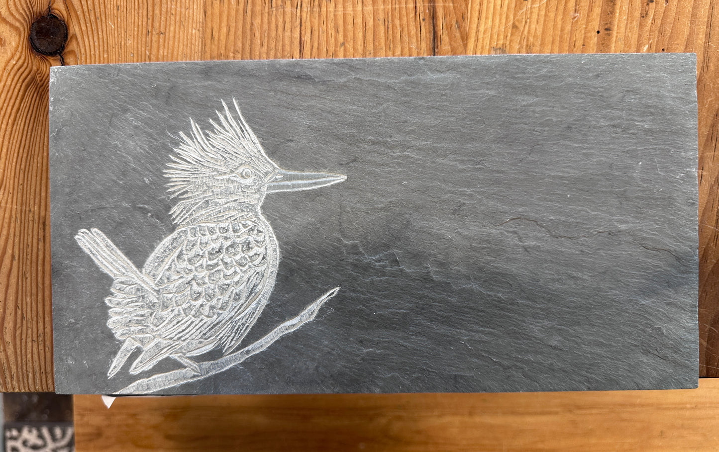 King Fisher l Carved on Slate | Sm Rectangle | Updike