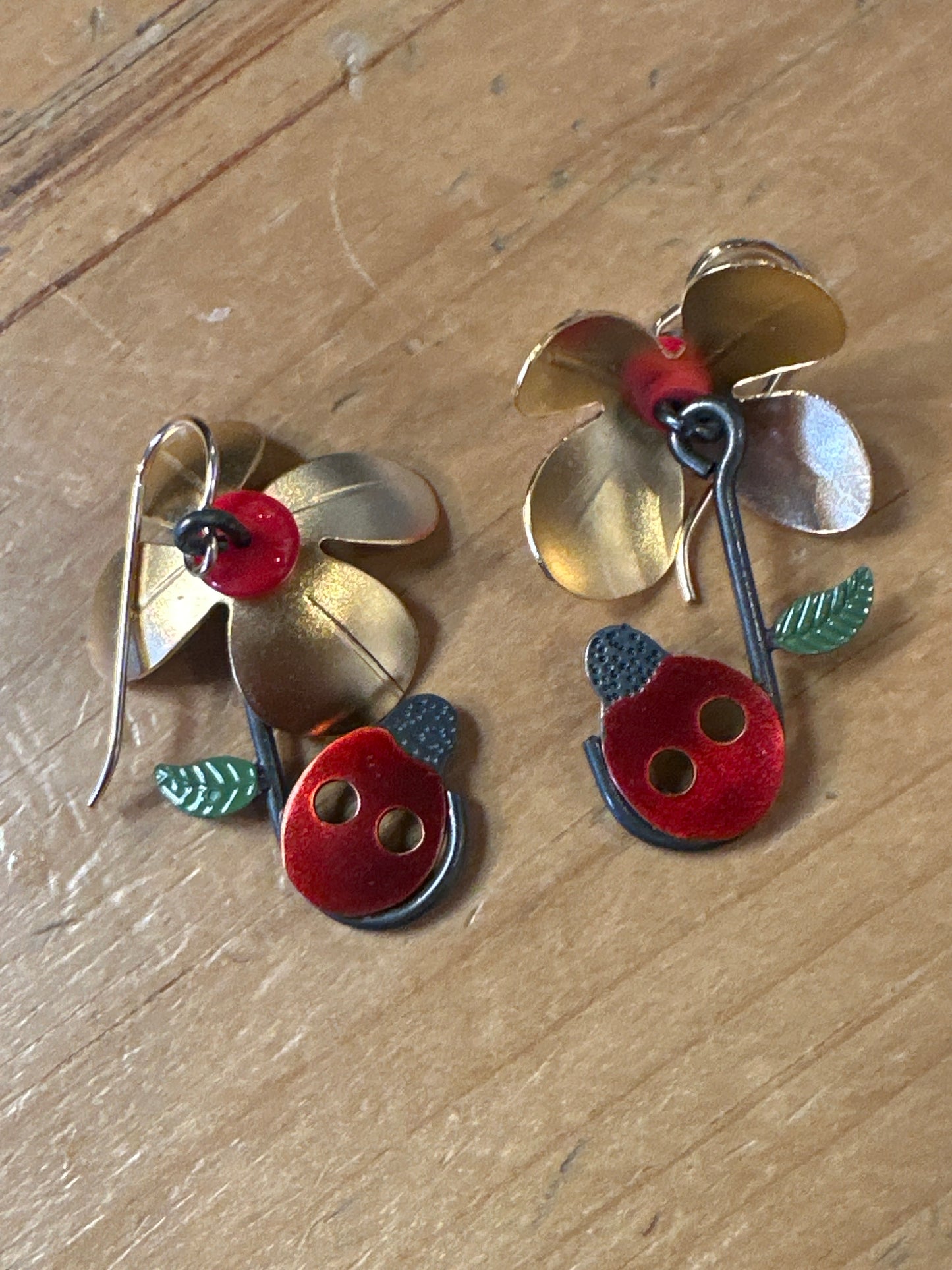 Ladybug Umbrella Earrings | Chickenscratch