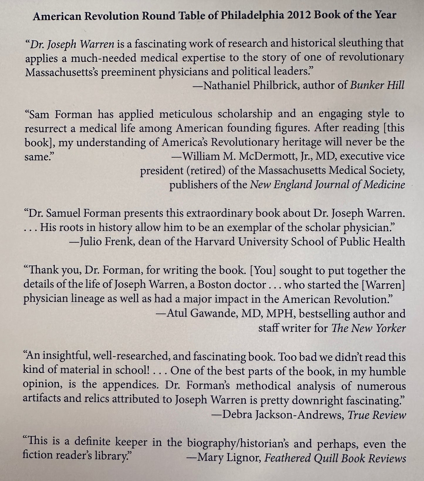 Dr Joseph Warren by Samuel A. Forman