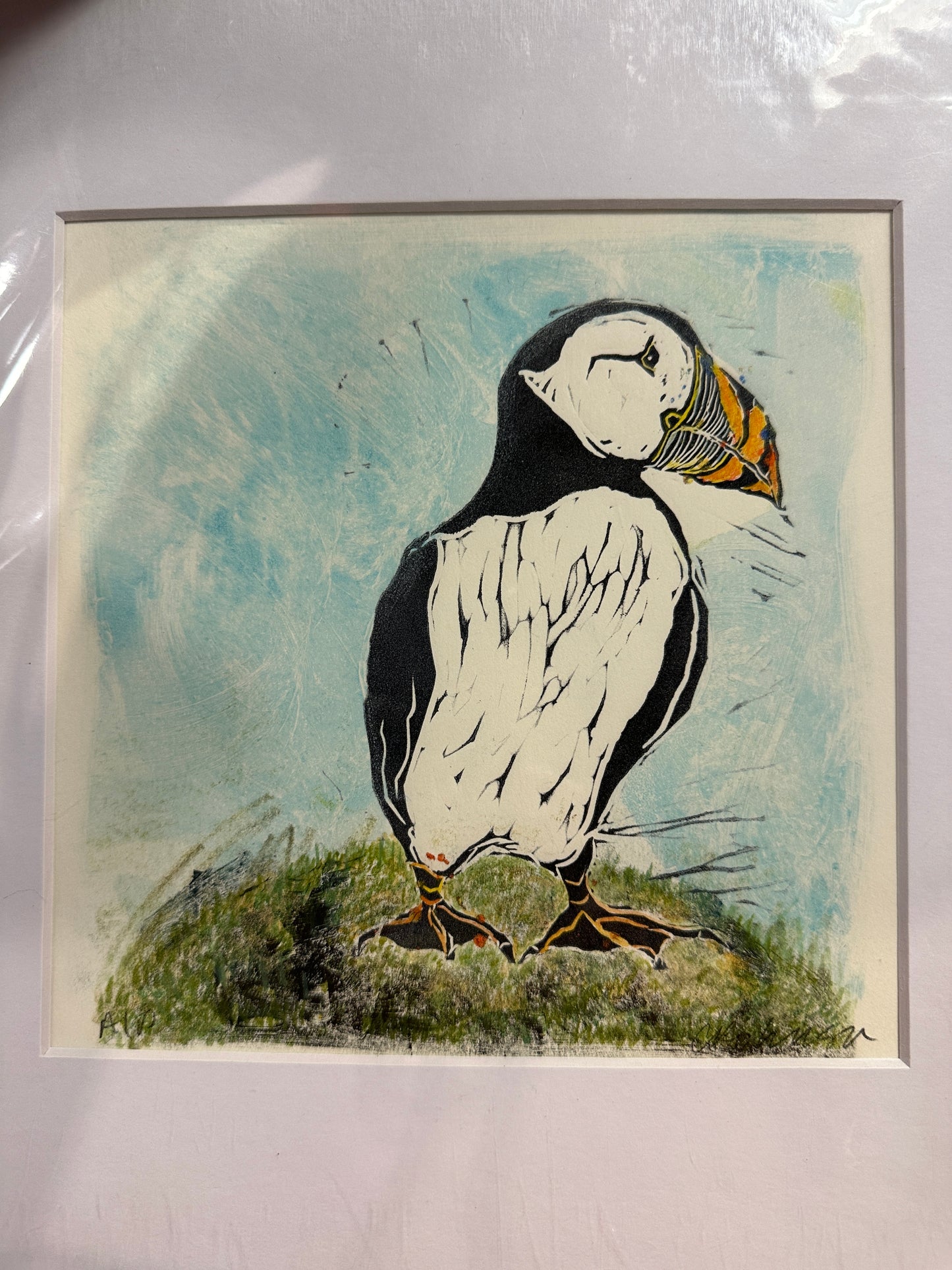 Chris Robinson | "Atlantic Puffin" | Linocut - Framed