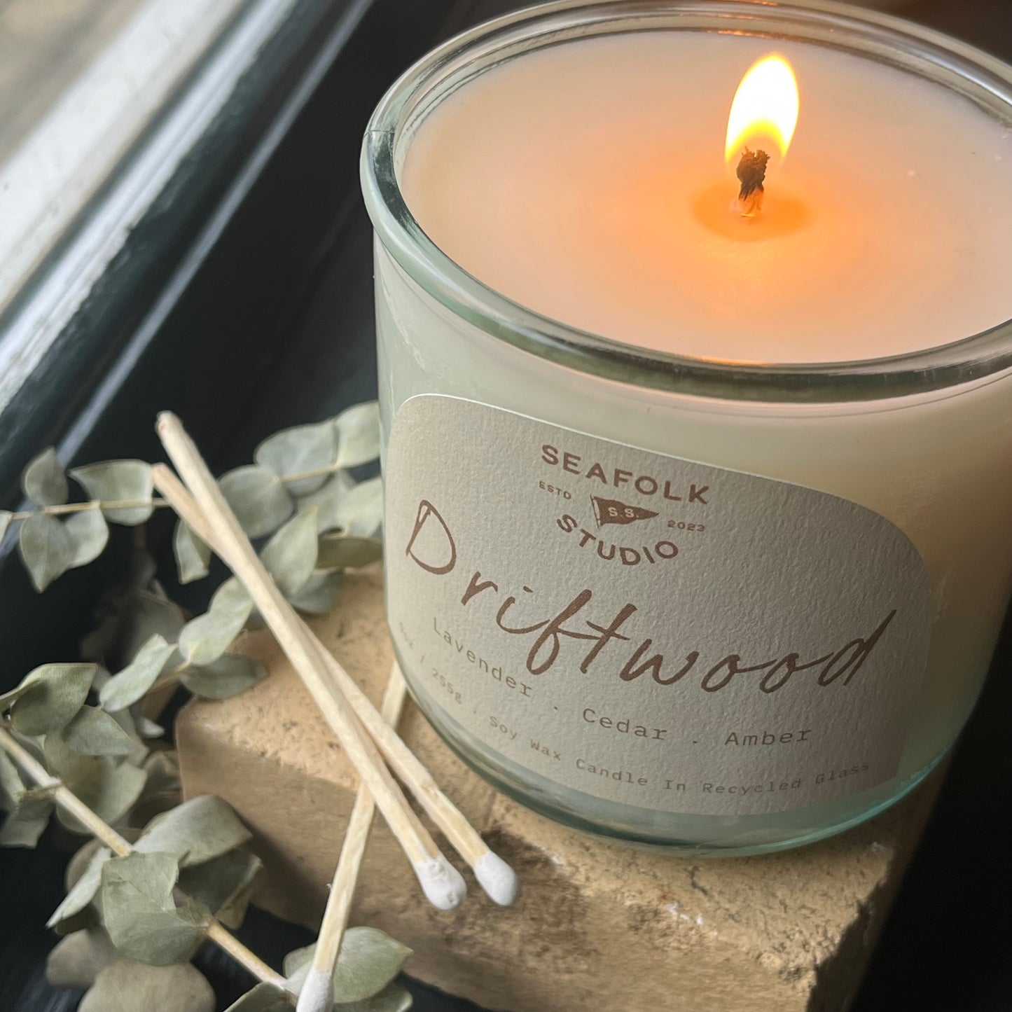 "Driftwood" Candle | 10 oz in Recycled Glass