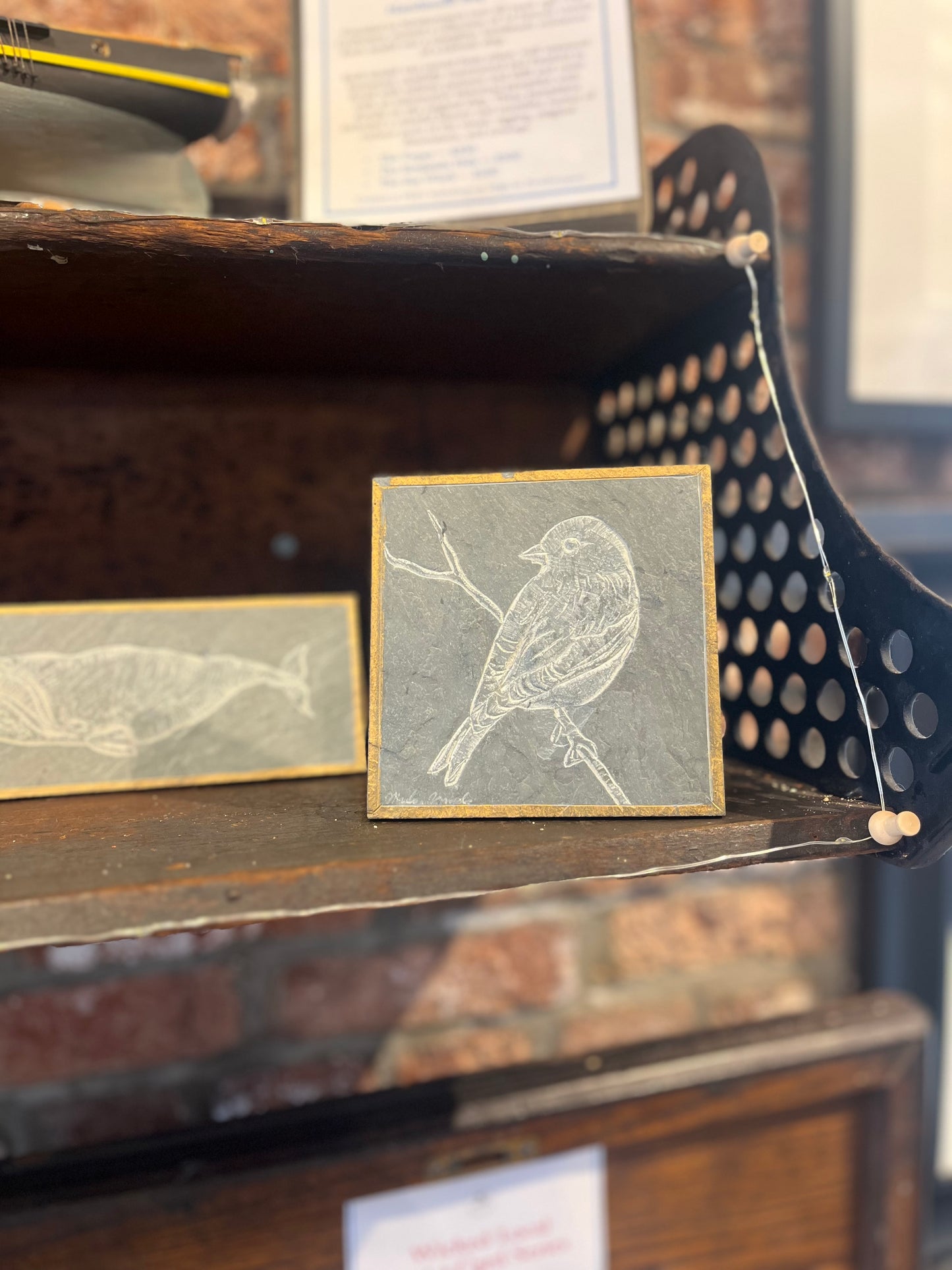 Bird Carved on Square Slate | Updike