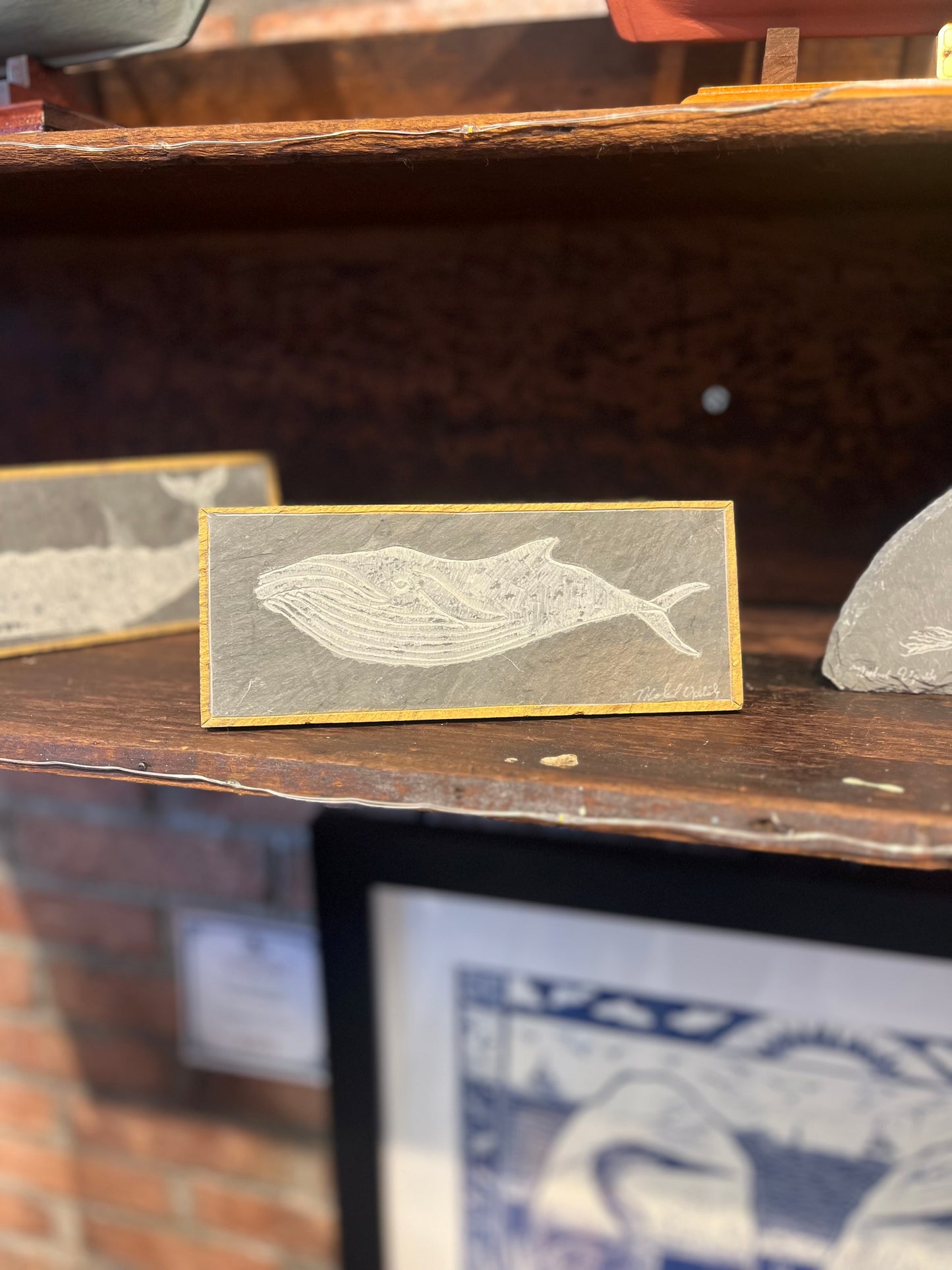 Blue Whale Carved on Slate | Sm Rectangle | Updike