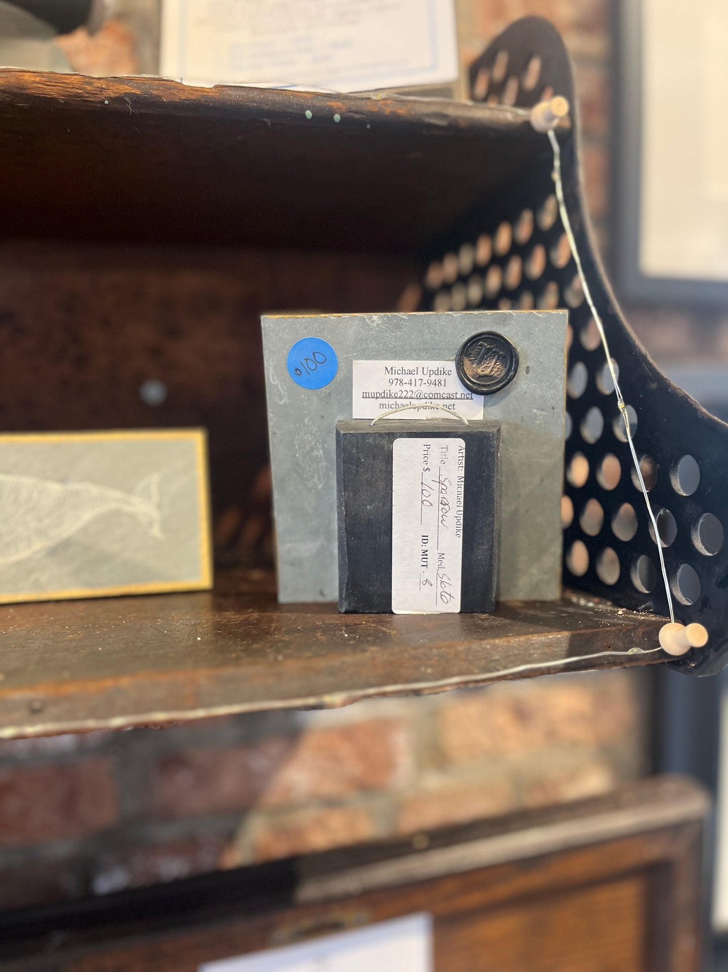 Bird Carved on Square Slate | Updike