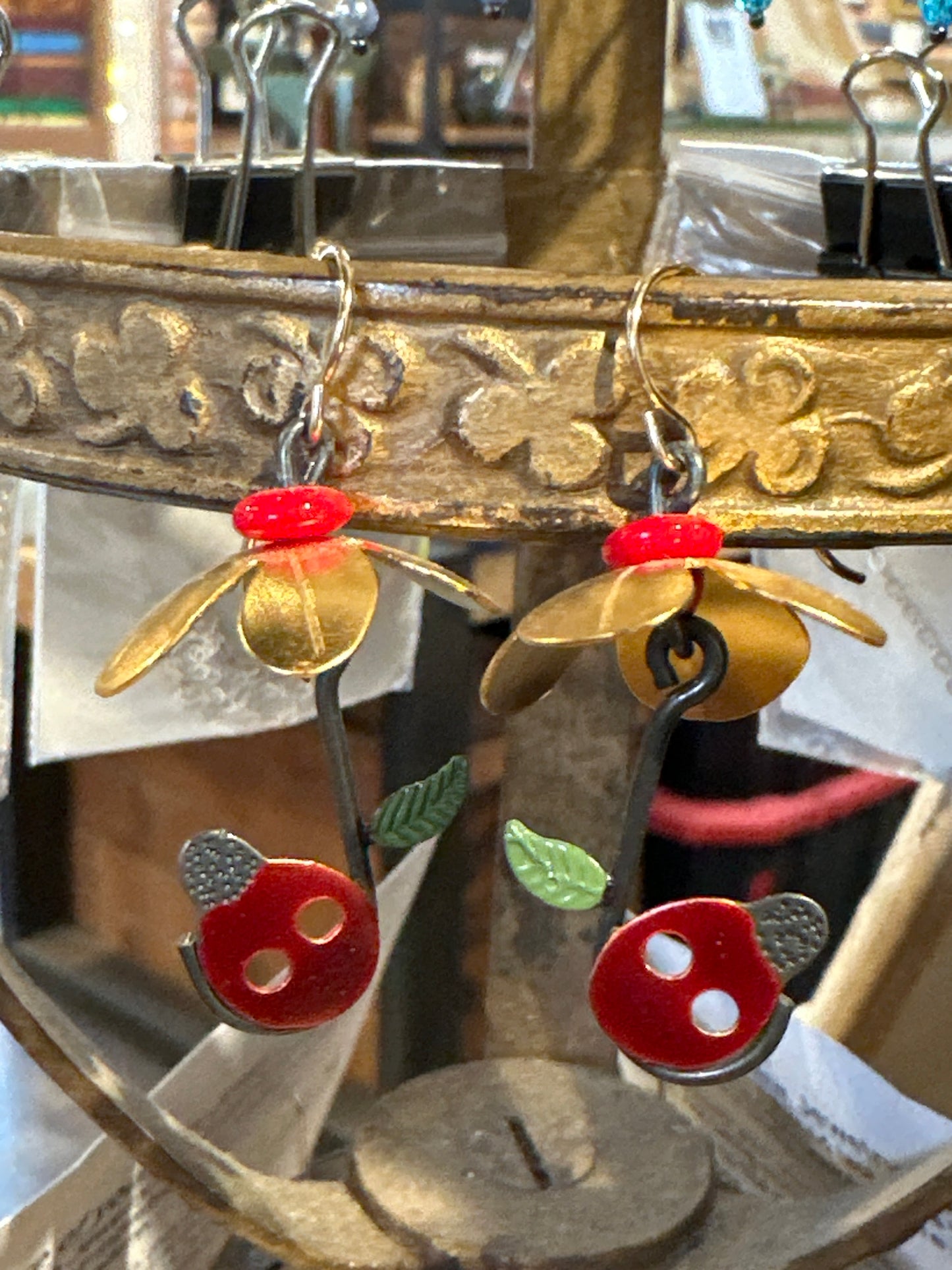 Ladybug Umbrella Earrings | Chickenscratch