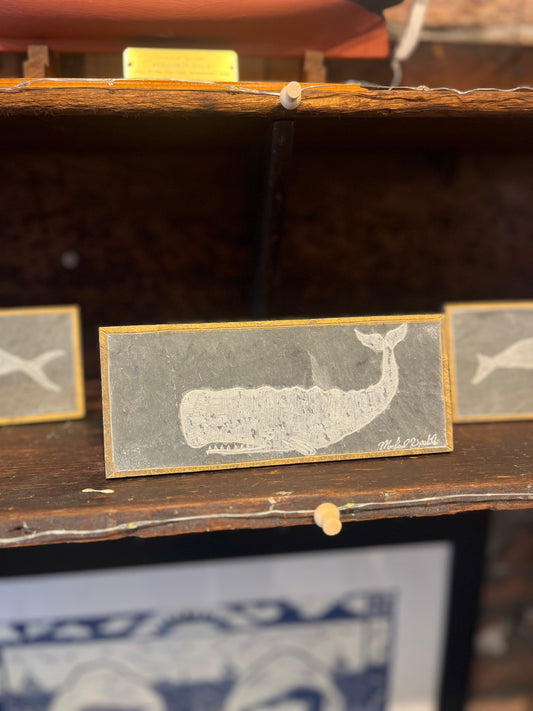 Sperm Whale Carved on Slate | Sm Rectangle | Updike
