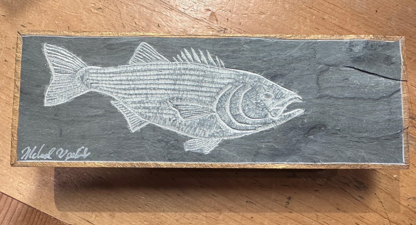 Striper l Carved on Slate | Sm Rectangle | Updike
