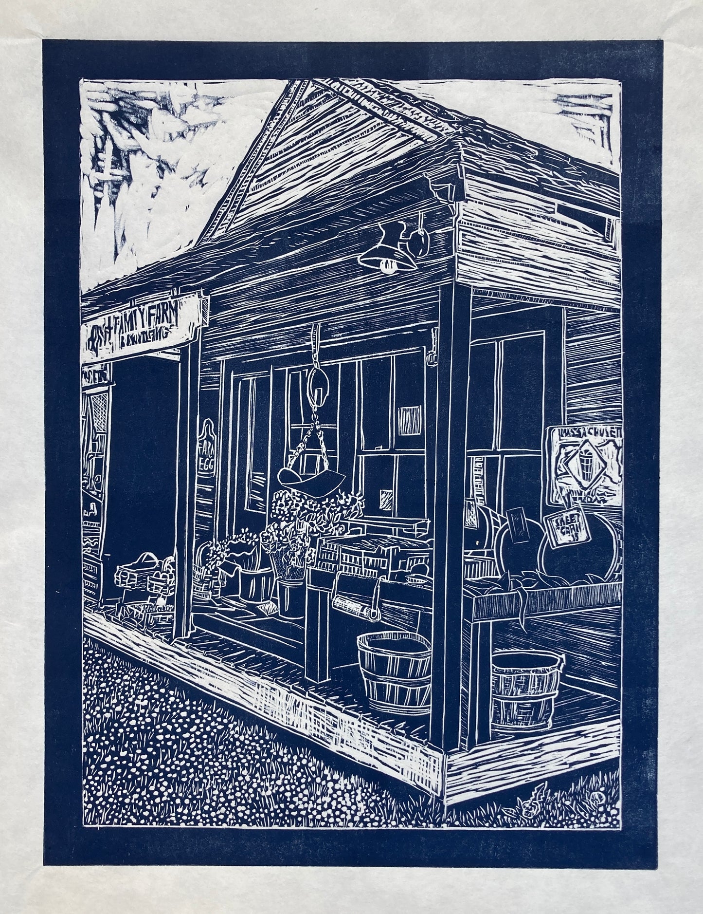 Chris Robinson | "Family Farm, West Newbury" | Linocut - Framed