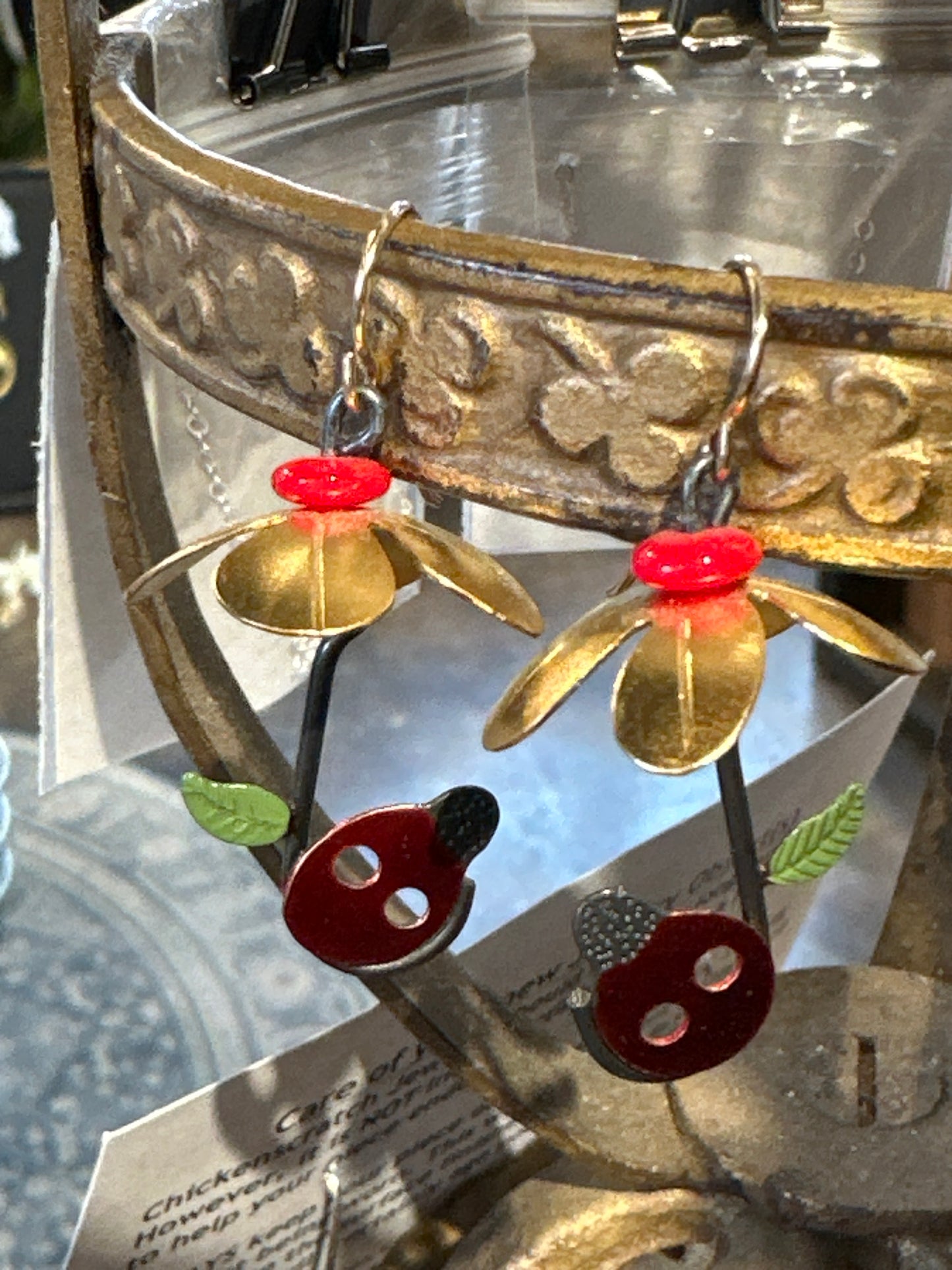 Ladybug Umbrella Earrings | Chickenscratch