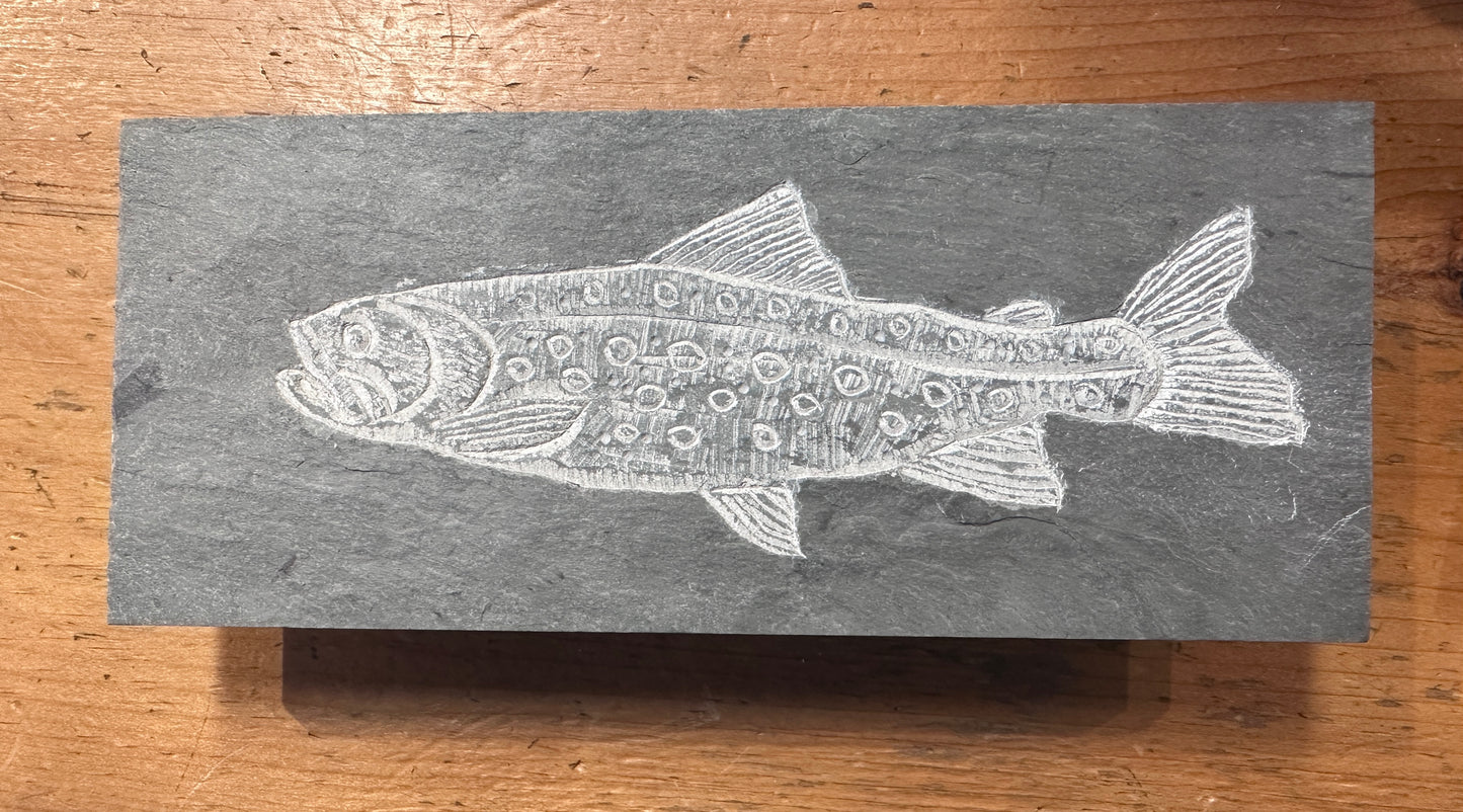Trout l Carved on Slate | Sm Rectangle | Updike