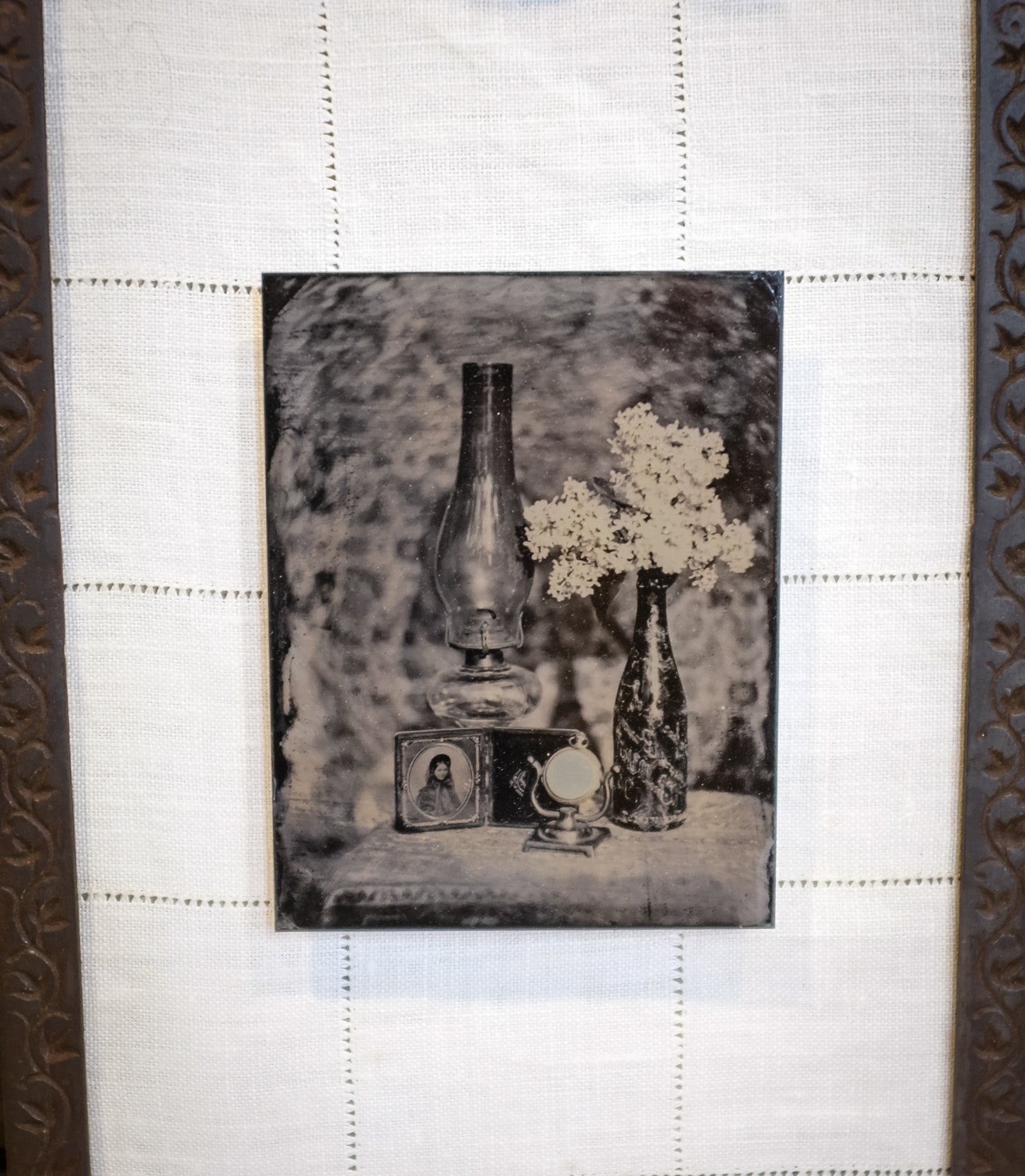 Original NESB Tintype | Still Life Quarter Plate | Cast Iron Pedal w/Linen