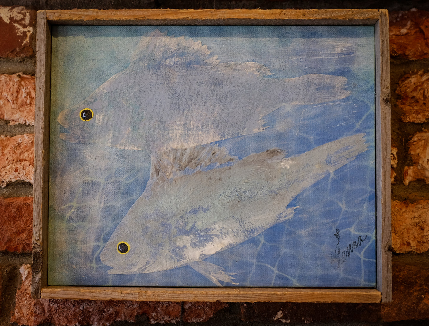 Dual Fish Print in Dune Fencing Frame | Jenna Reedy