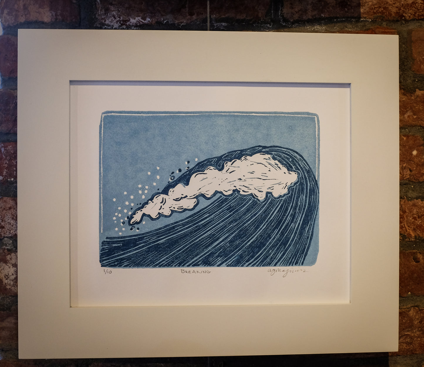 Framed Linocut Print | "Breaking" | Andrea Maginnis