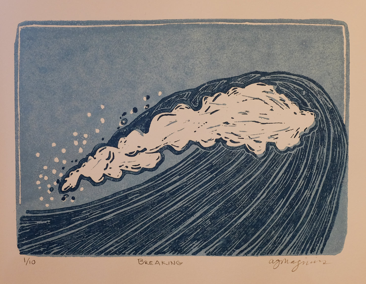 Framed Linocut Print | "Breaking" | Andrea Maginnis
