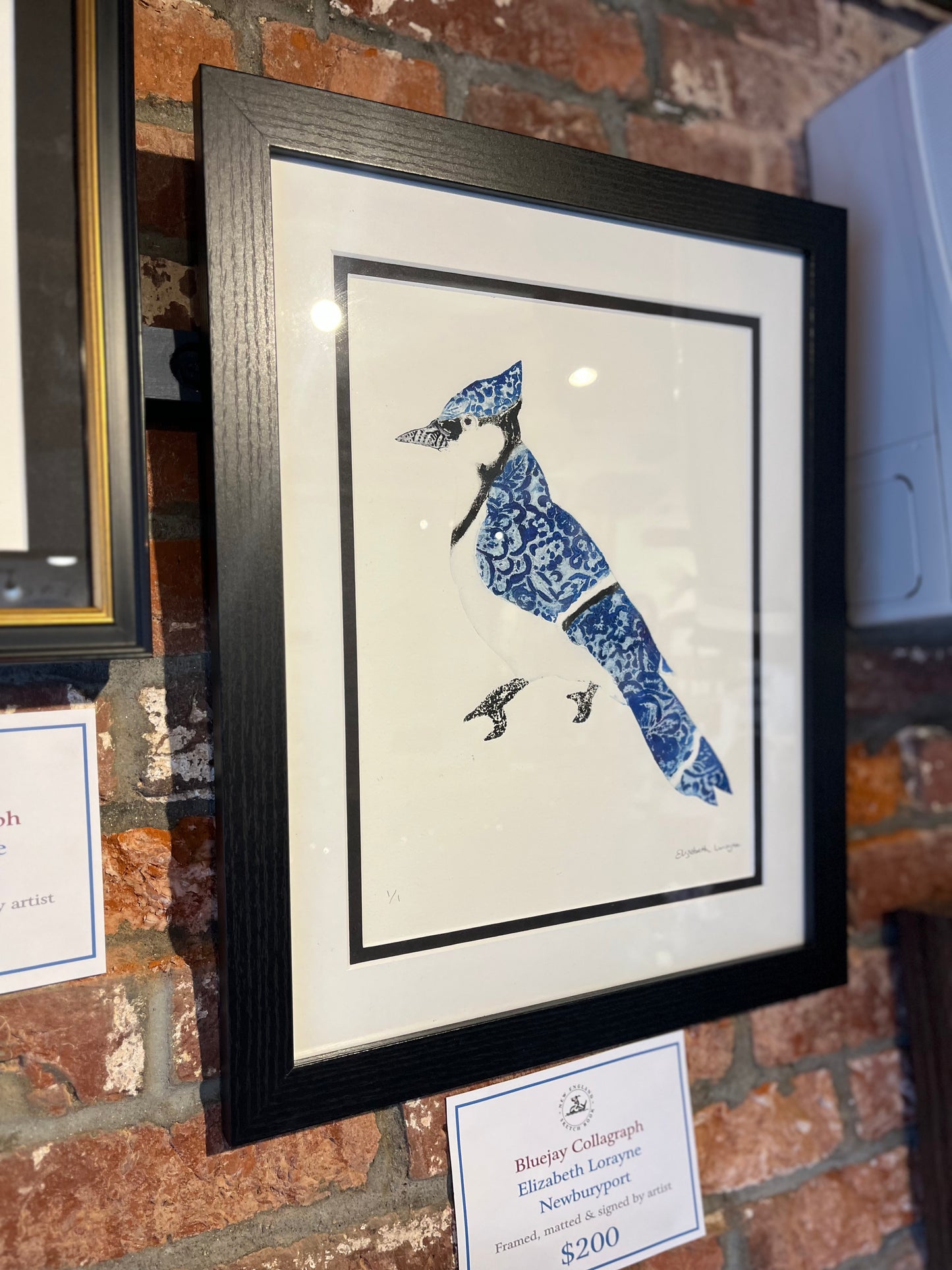 Elizabeth Lorayne | "Blue Jay" | Framed Collagraph