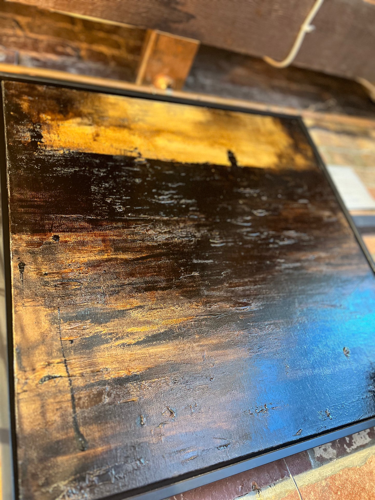 "Horizons Sail #11" | Tar, oil on canvas | Chris Volpe