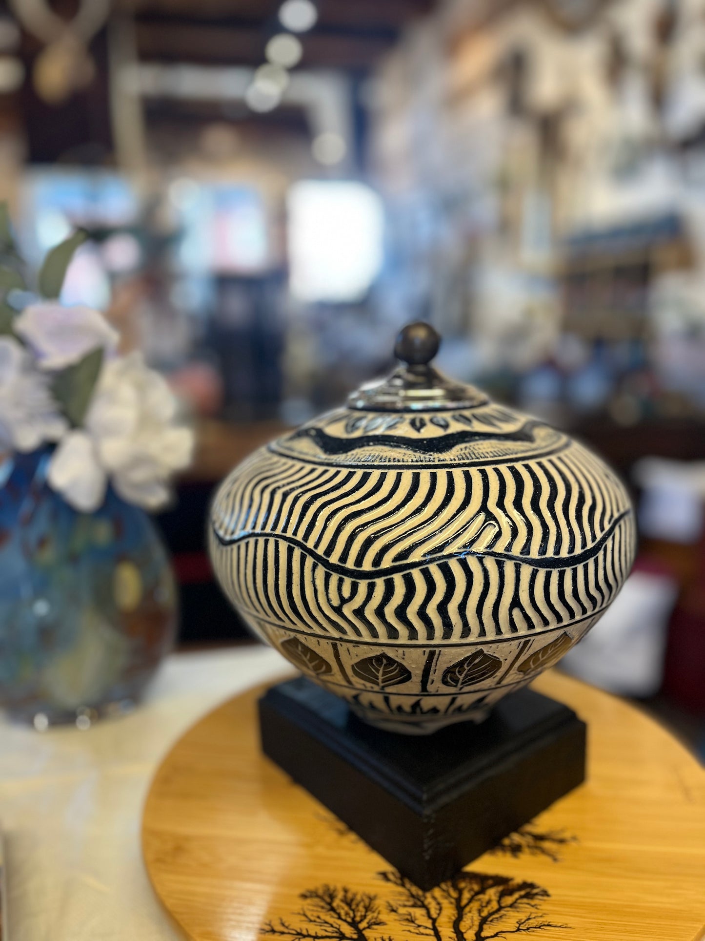 Sgraffito Stoneware | Lidded Vessel