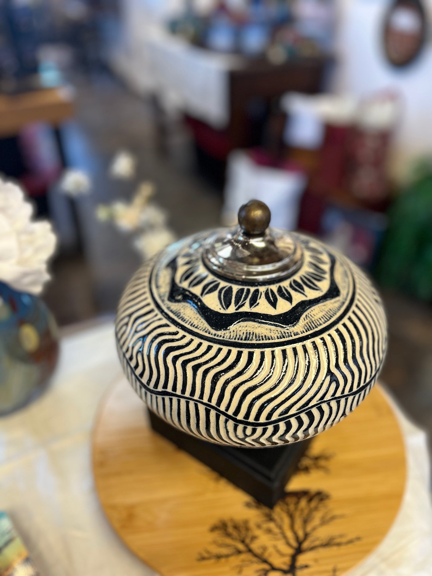 Sgraffito Stoneware | Lidded Vessel