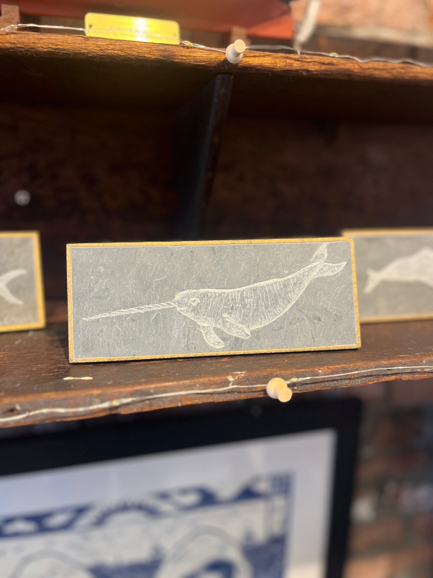 Narwhal Carved on Slate | Sm Rectangle | Updike