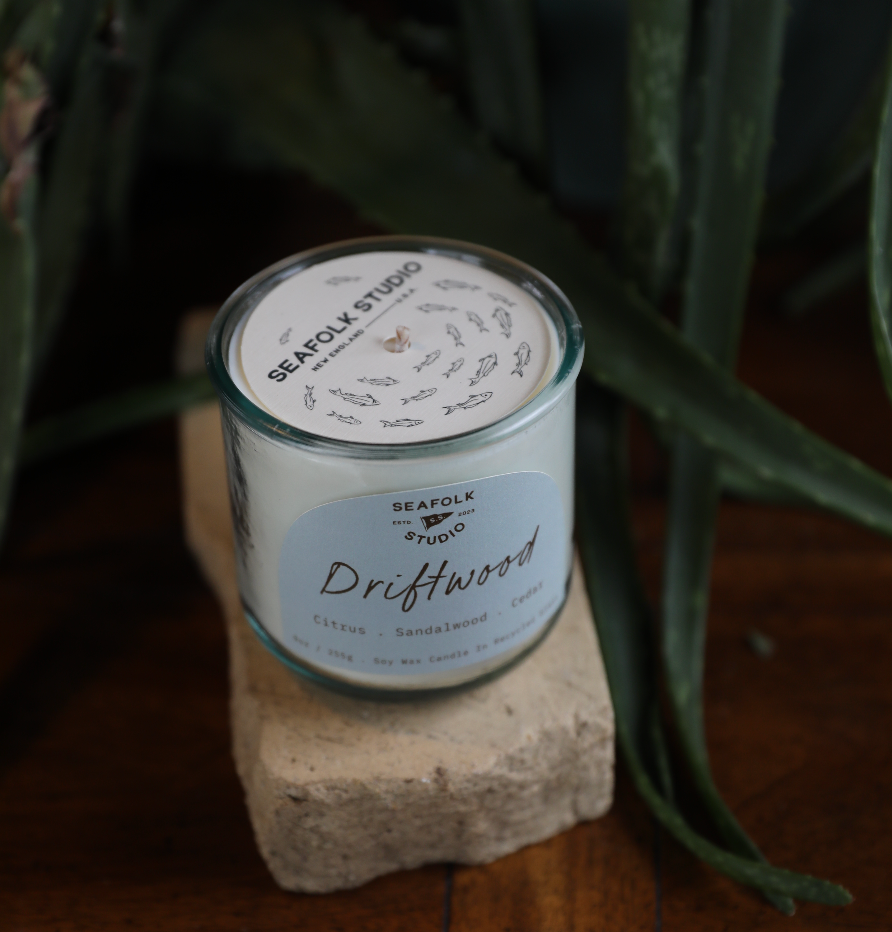 "Driftwood" Candle | 10 oz in Recycled Glass