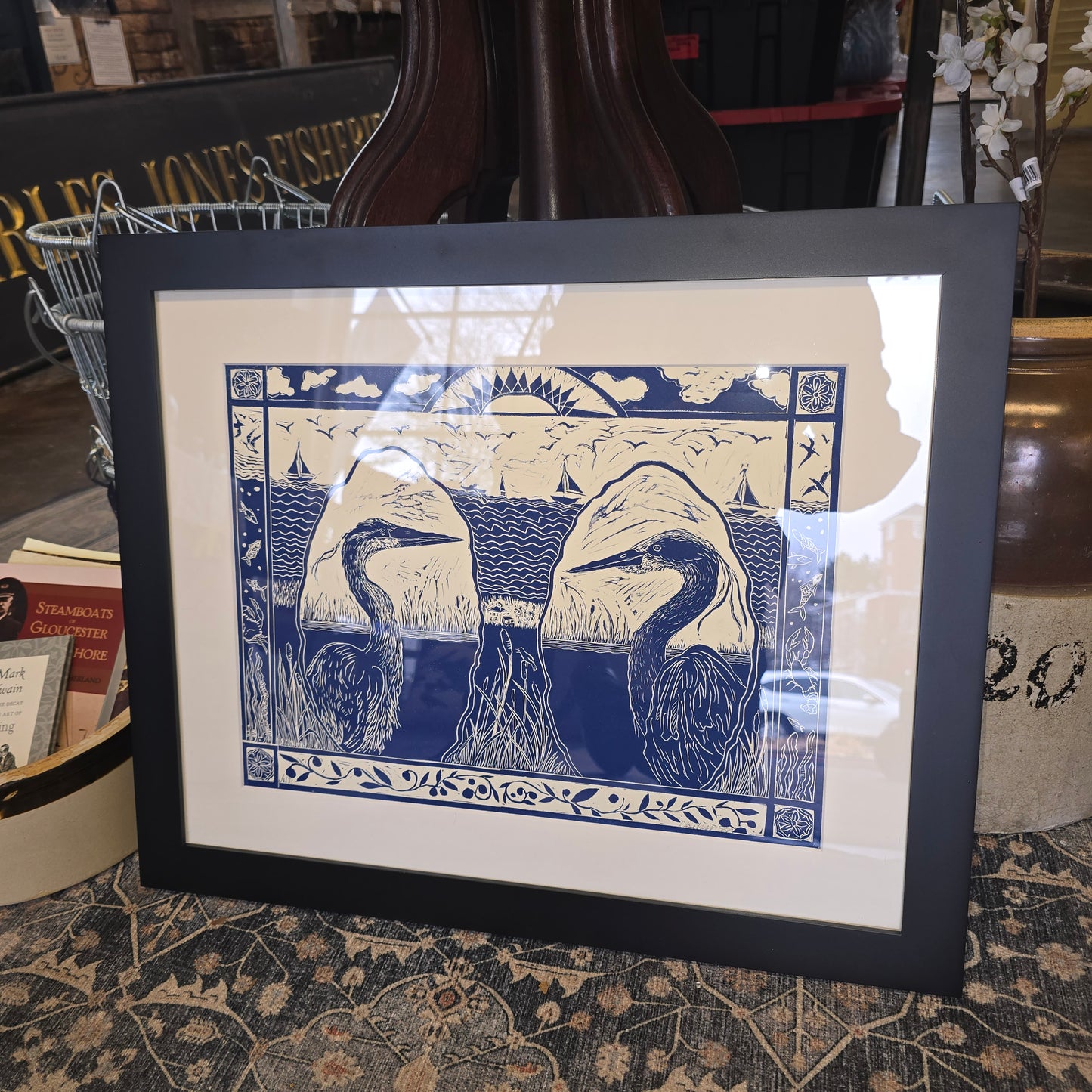 Chris Robinson | Herons | Framed Linocut