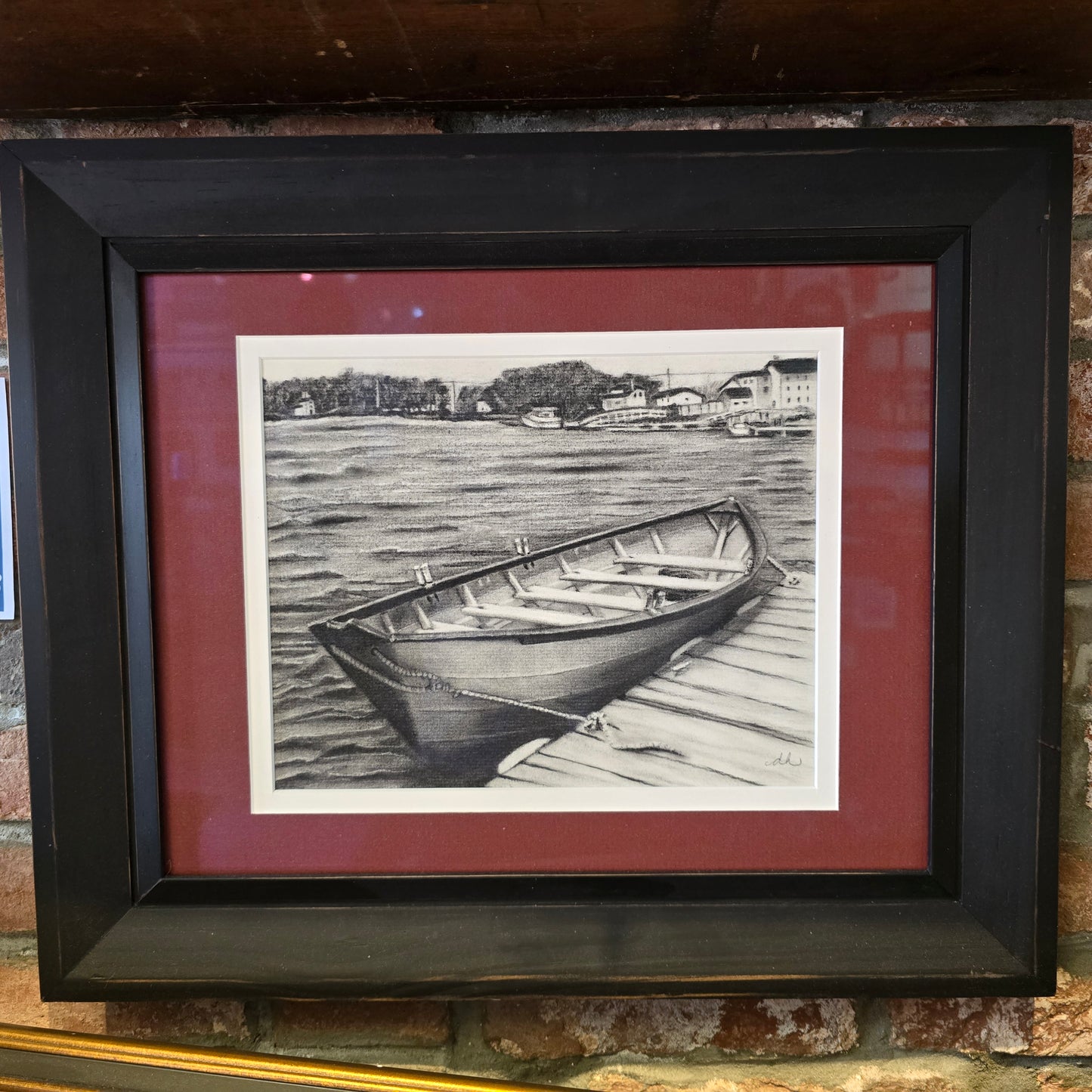 Lowell's Dory | Original Framed Charcoal | Deb Hewey