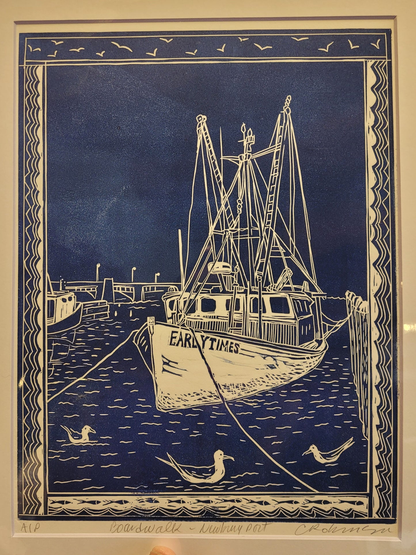 Chris Robinson | Early Times NBPT Boardwalk | Linocut - Unframed