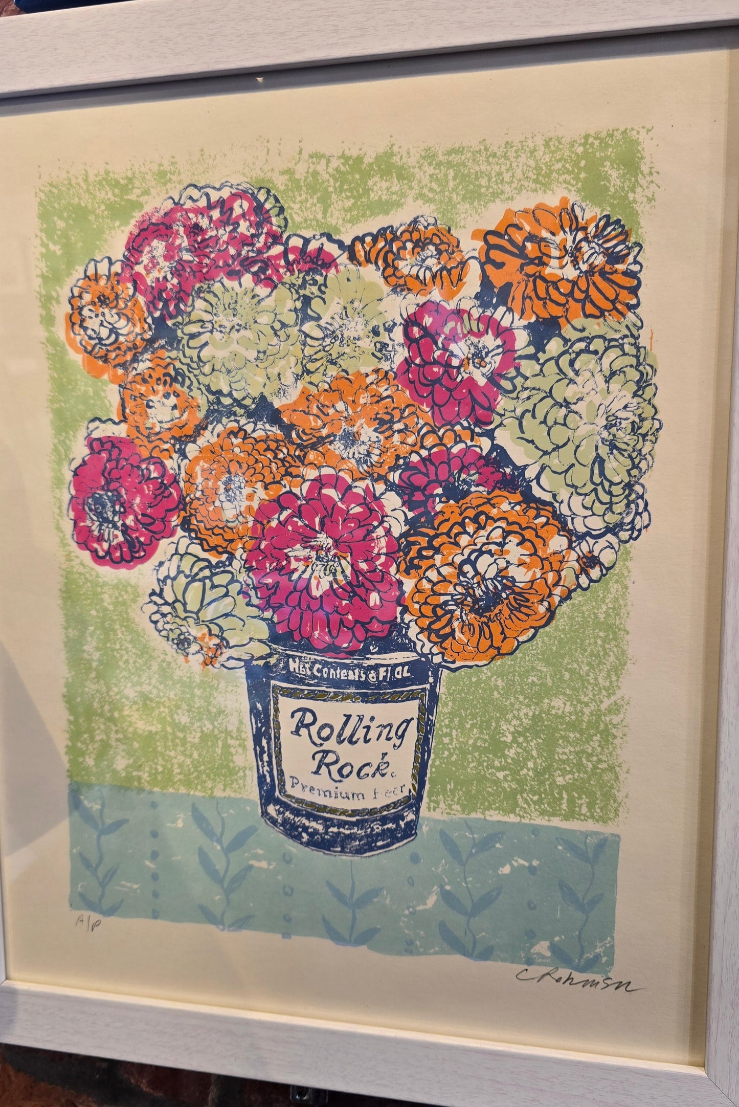 Chris Robinson | Rolling Rock Flowers | Silkscreen Framed