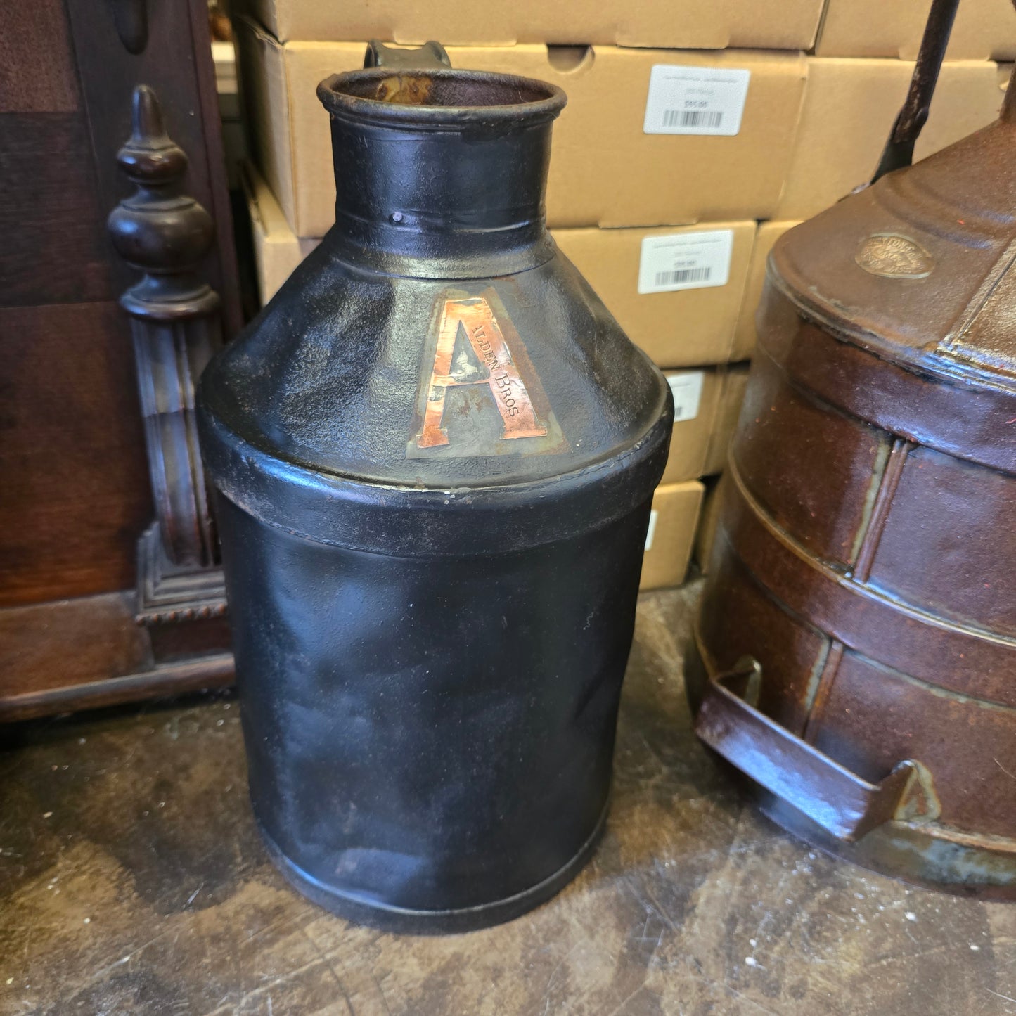 Alden Metal Milk Container | Early 1900s | Boston
