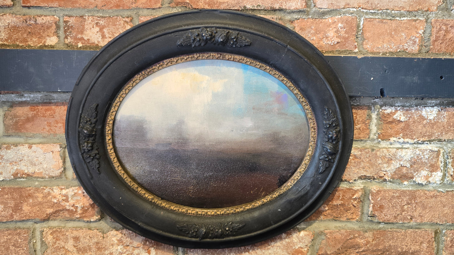 “Homeward No.3” | Tar and oil w/Victorian oval frame | Chris Volpe