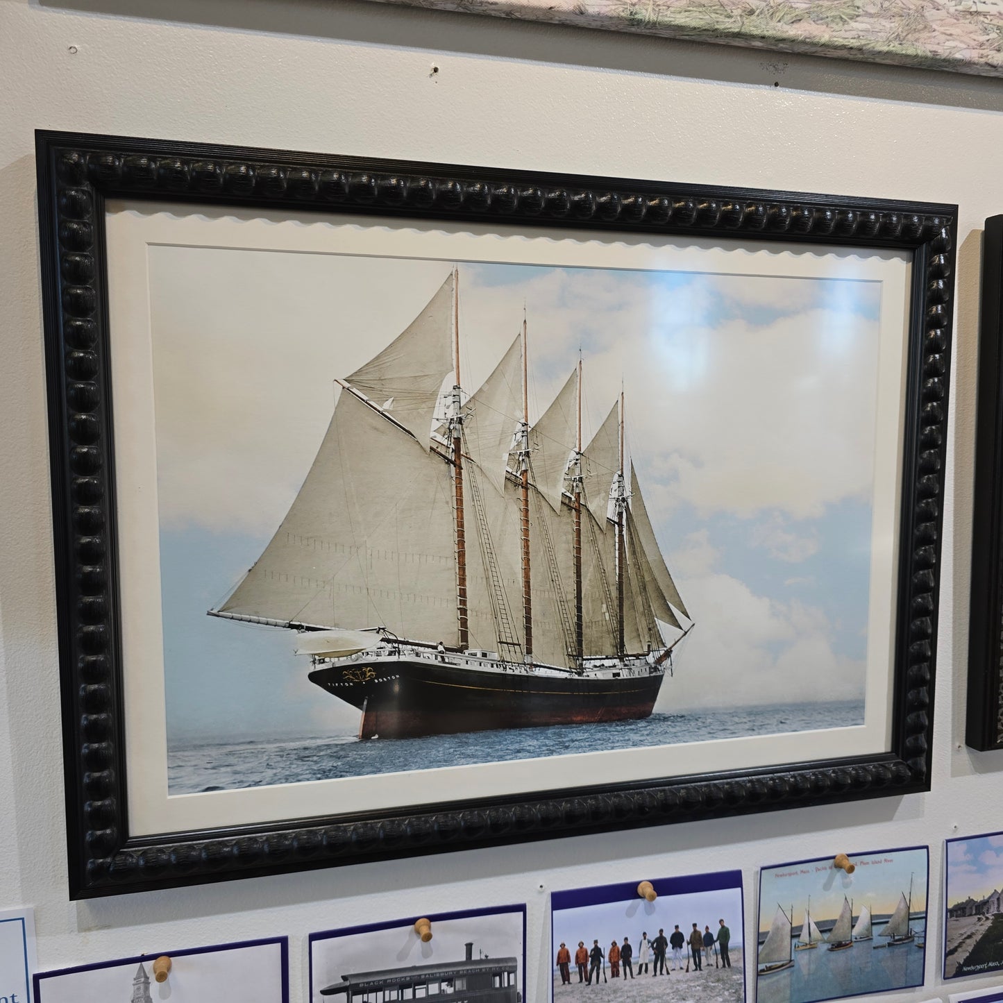 The Tifton | 4-Masted Schooner c1906ish| Beaded Frame NESB Archival Giclee Print