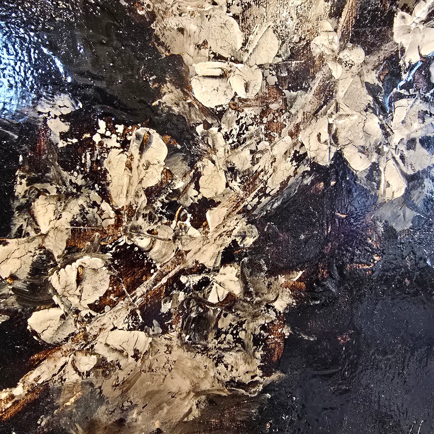 “Blossoms for Rachel” | Tar and Oils on Wood | Chris Volpe