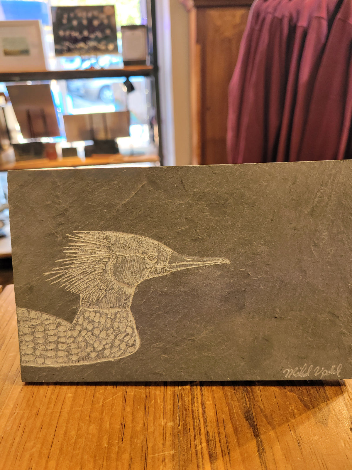 Water Duckl Carved on Slate | Sm Rectangle | Updike