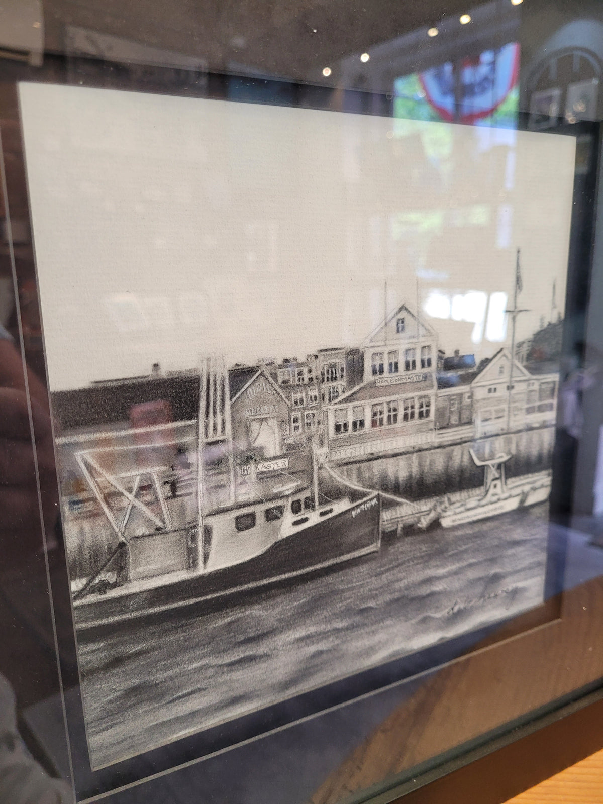 Newburyport Harbor | Original Framed Charcoal | Deb Hewey