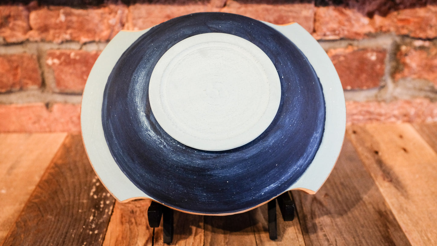 Birch Porringer, with deep sapphire over beechglass blue milk paint