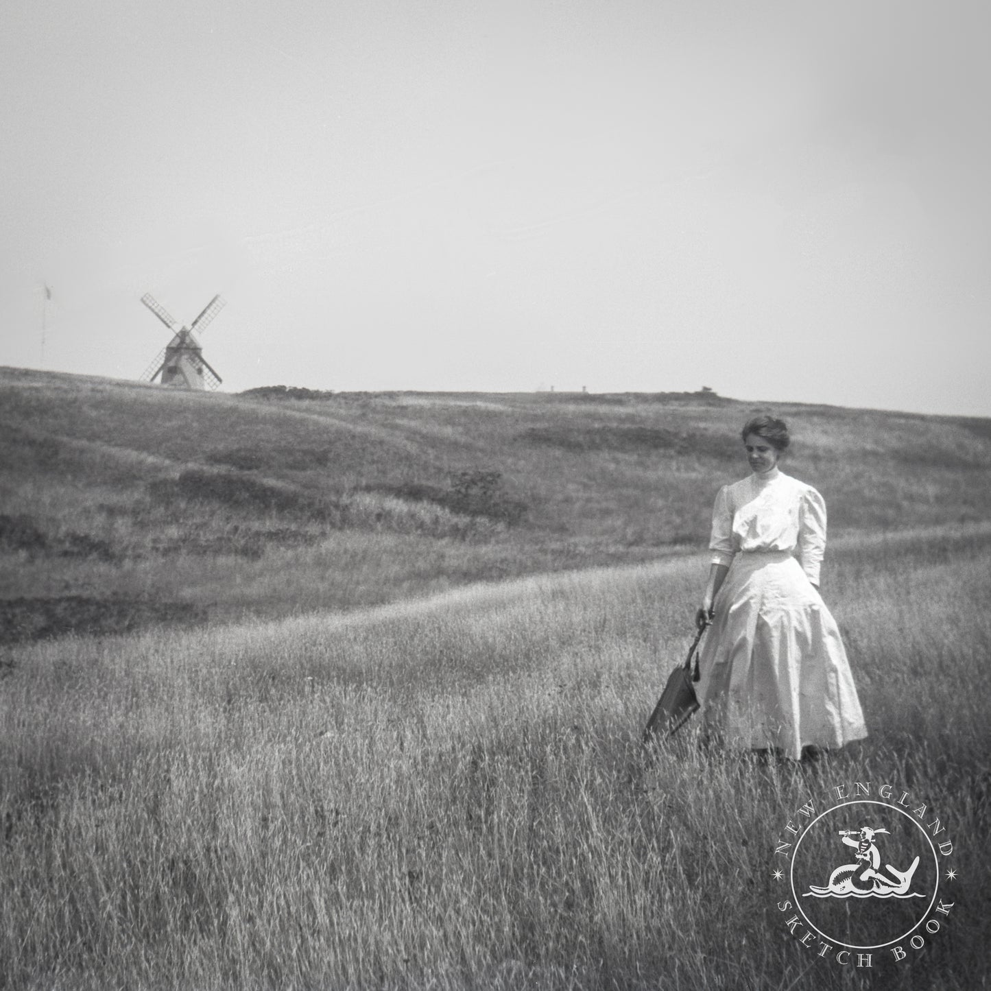 "Nantucket Meanderings" | 1890-1900 Metal Print with Historic Wood Stand