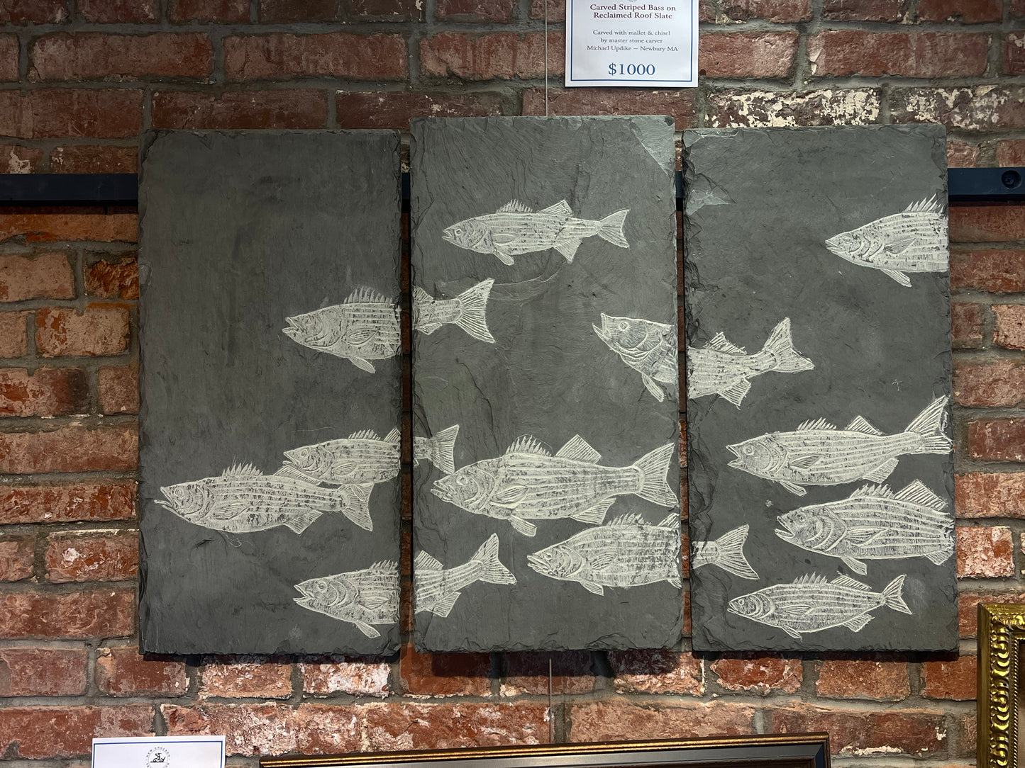 Carved Slate Triptych | Striped Bass | Updike