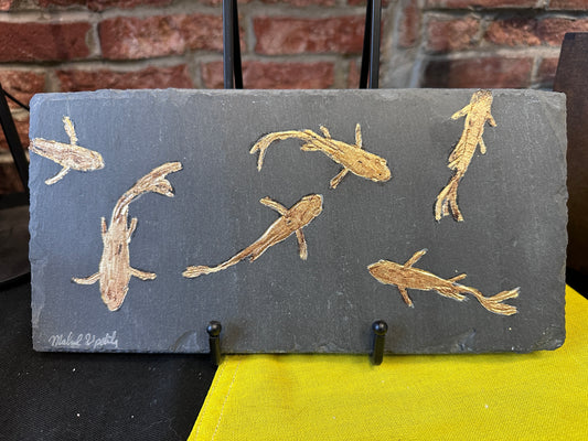 Gold Fish l Carved on Slate | Sm Rectangle | Updike