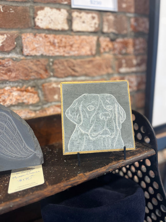 Carved Labrador on square Slate | Updike