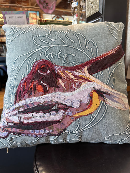 Octopus Pillow | Reclaimed Fabrics w/stitching illustration | DUO