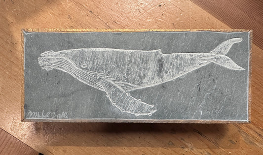 Blue Whale  l Carved on Slate | Sm Rectangle | Updike