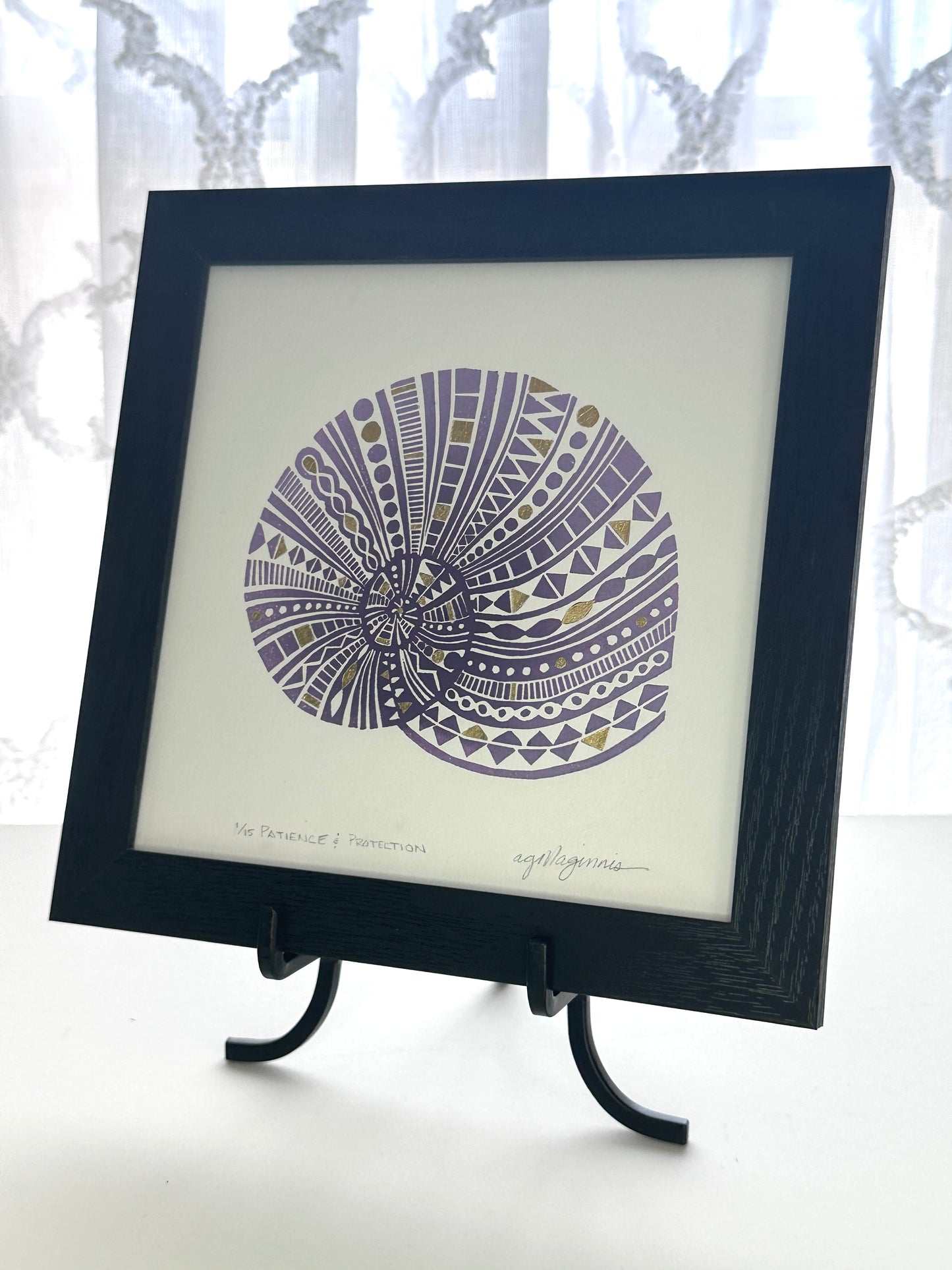 Andrea Maginnis | Patience & Protection (Moon Snail) | Linocut Print Framed