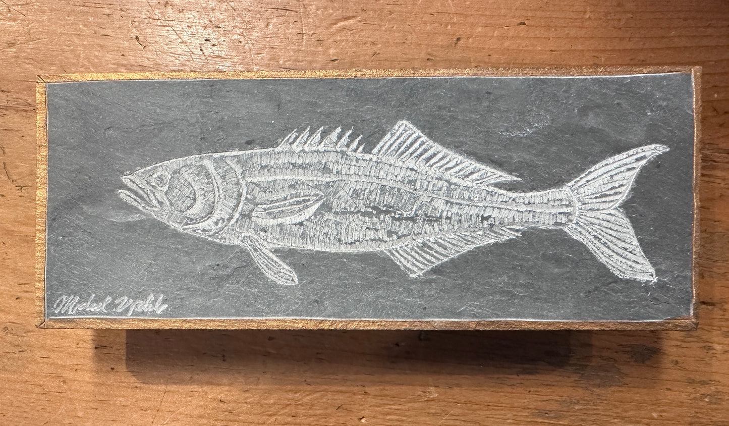 Bluefish l Carved on Slate | Sm Rectangle | Updike